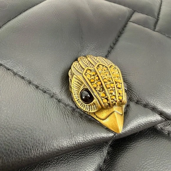 Kurt Geiger XXL Kensington Black Quilted Leather Eagle Gold Chain Shoulder Bag - Picture 10 of 16